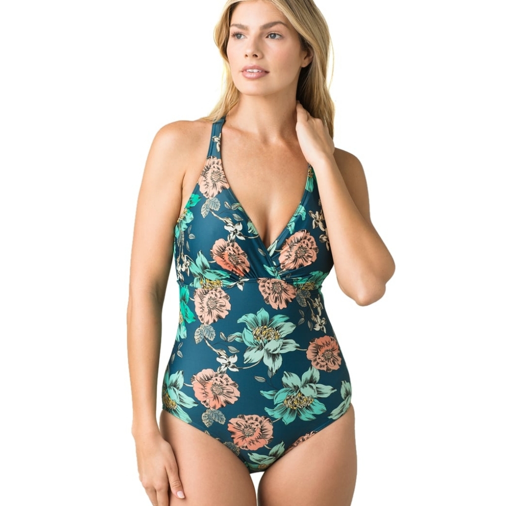 prAna Swim Atalia One Piece Teal and Coral